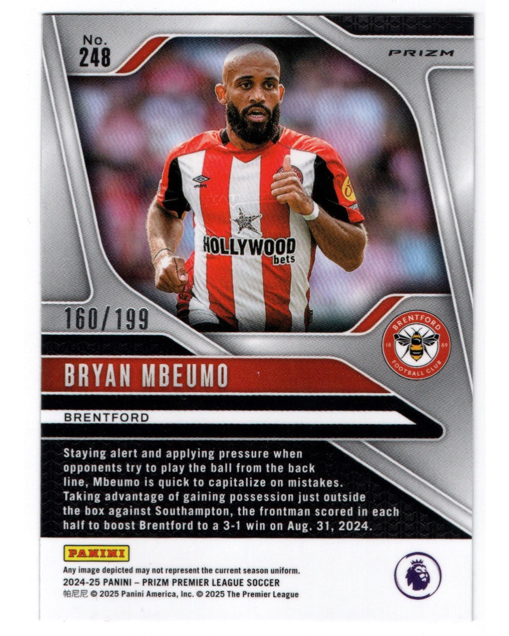 Panini Prizm 2024/25- Bryan Mbeumo /199, Brentford
