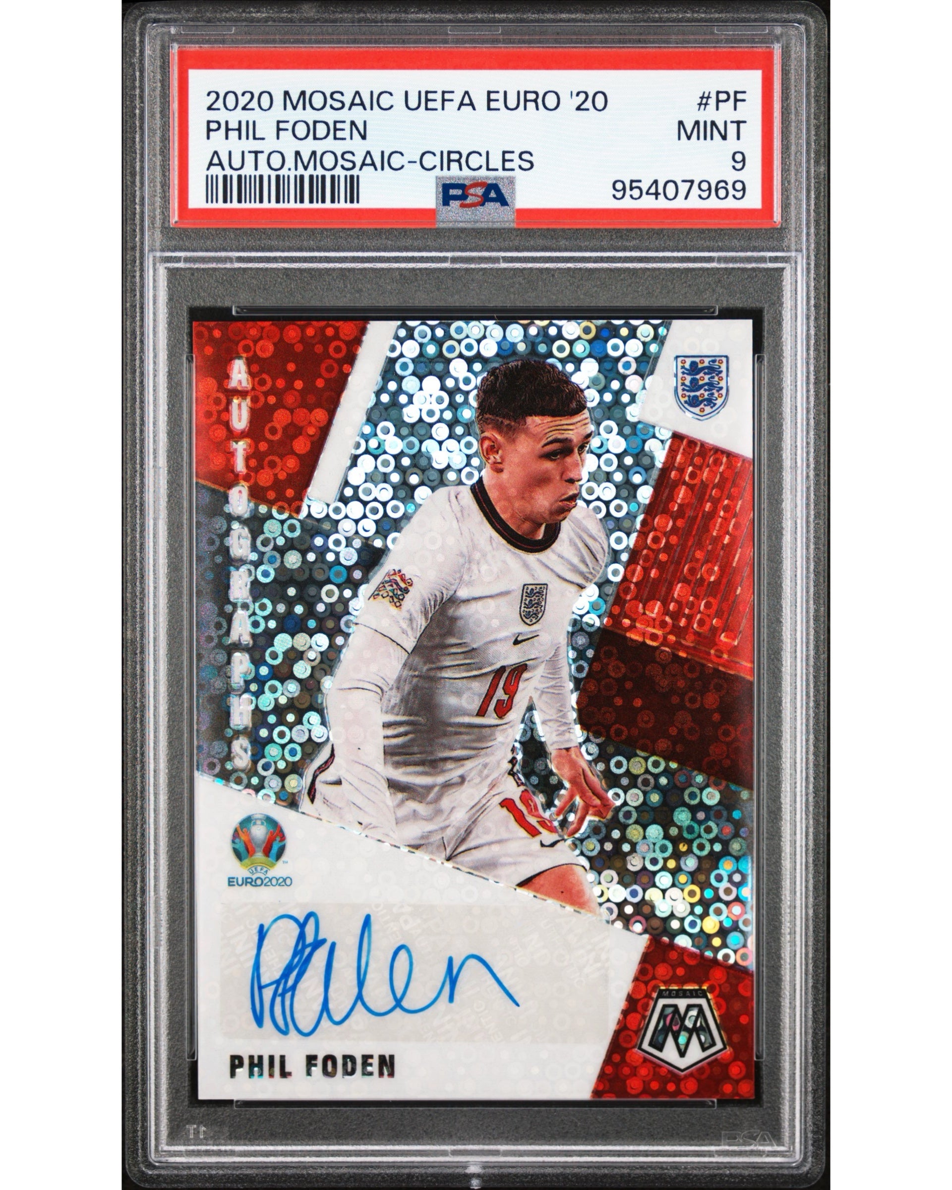 Panini Euro2020 Mosaic- Phil Foden auto, England, PSA9