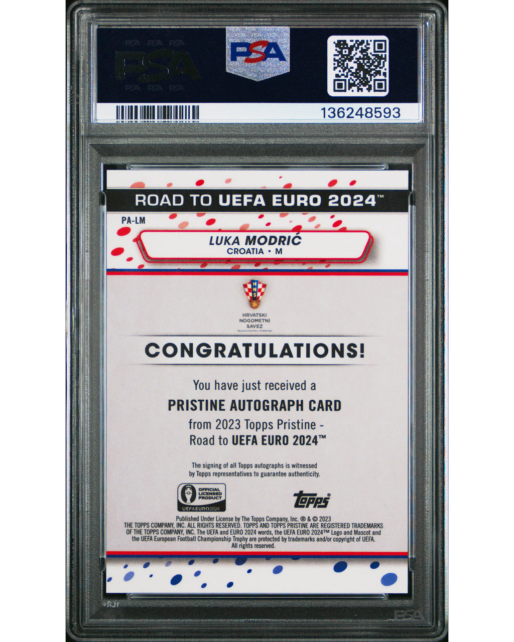 Topps Pristine Borders 2023- Luka Modric auto, PSA10