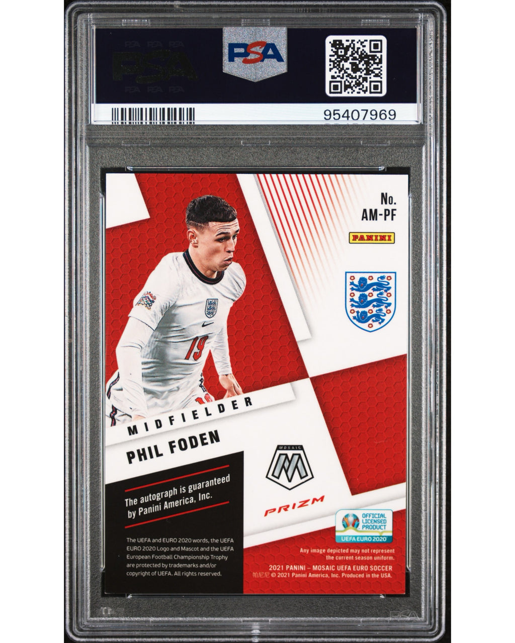 Panini Euro2020 Mosaic- Phil Foden auto, England, PSA9