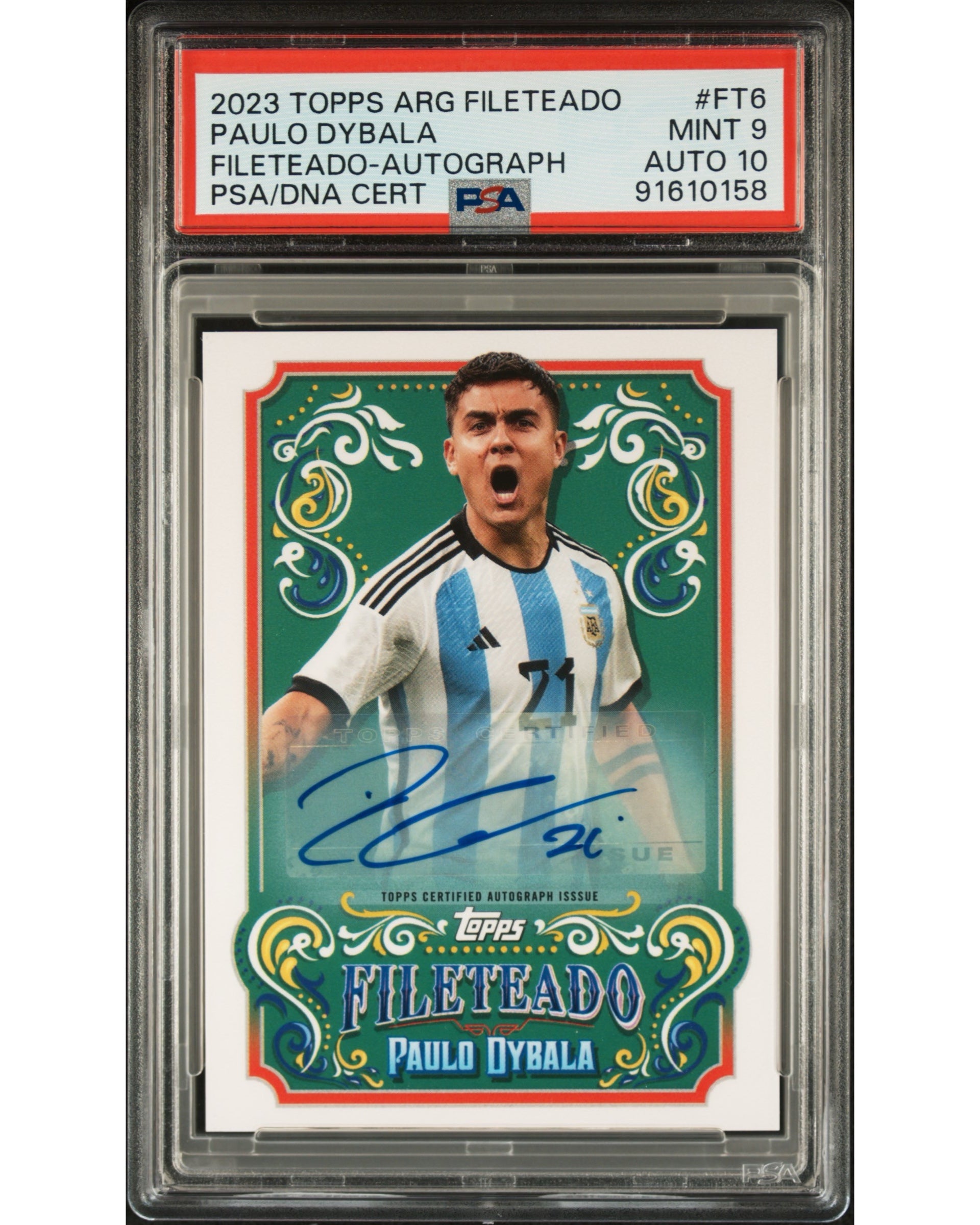 Topps arg fileteado 2023- Paulo Dybala auto , PSA