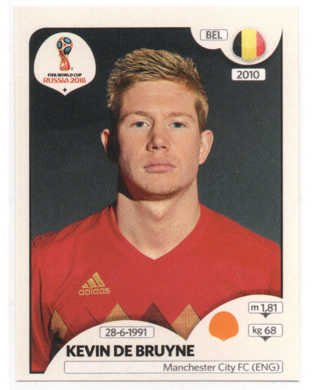 Panini FIFA WC Russia2018- Kevin De Bruyne #510 sticker